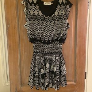 black & white gathered waist dress